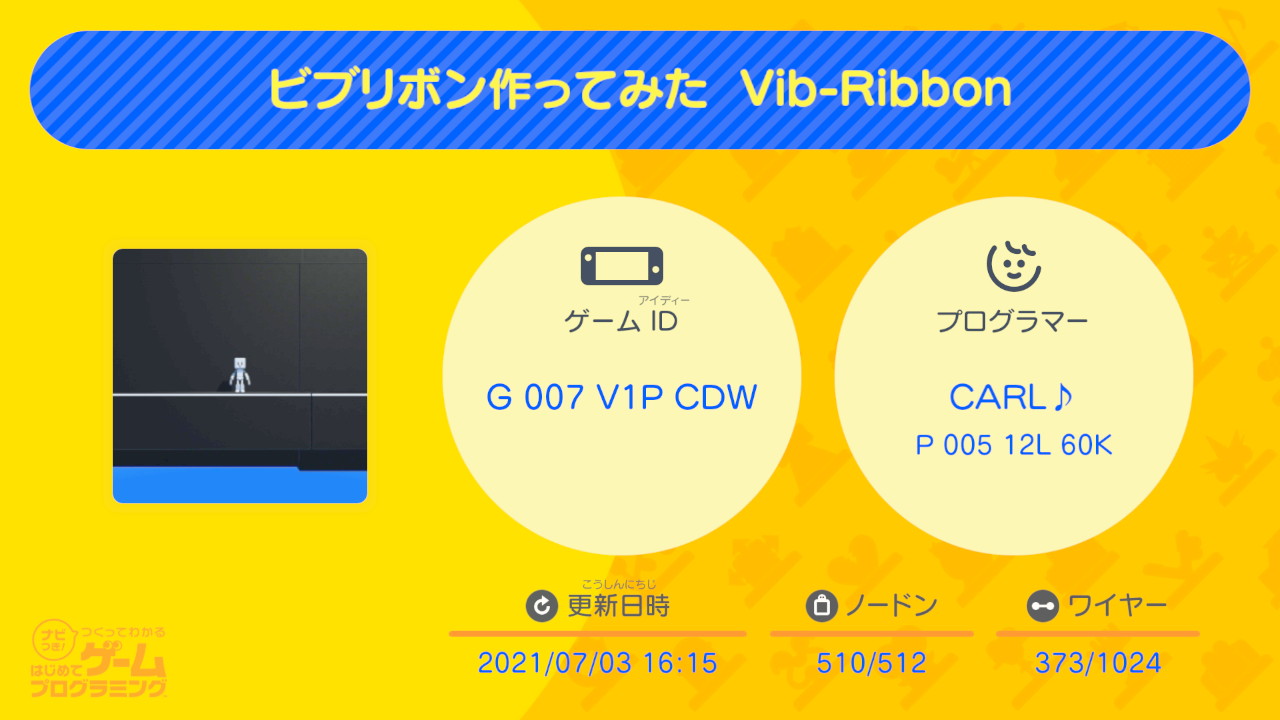 ビブリボン作ってみた Vib-Ribbon - はじプロゲームIDランキング はじめてゲームプログラミング